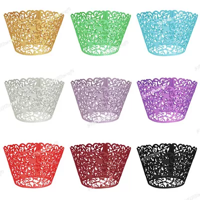 £3.49 • Buy 20pcs Filigree Vine Cupcake Wrappers Wraps Case Laser Cut Wedding Birthday Party
