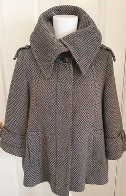 £8 • Buy M&S Limited Collection Size UK 12 Grey Mix Wool Blend Swing Coat 3/4 Sleeves