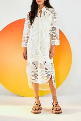 NWT AUTH FARM RIO Off White Guipure Lace Shirtdress Dress SZ EXTRA LARGE XL • $169