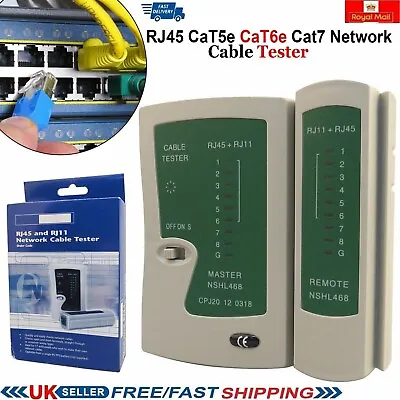 RJ45 Network CAT5e CAT6 RJ11 Cable Tester Ethernet PC LAN Wire Lead Testing Tool • £5.99