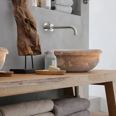 Noce Brown Travertine Natural Stone Drop-in Sink Honed And Filled (D)16  (H)6  • $580