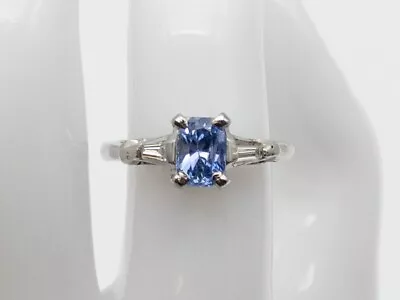 Vintage 1940s $5000 1.41ct NO HEAT Ceylon Blue Sapphire Diamond Platinum Ring 5g • $1150