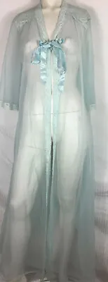 M Lorraine Sheer Single Chiffon Baby Blue Peignoir Robe Nylon Vintage • $39.99