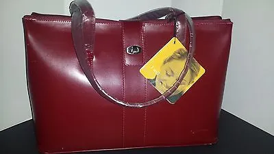 NWT FRANKLIN COVEY Large RED LEATHER PURSE Bag BRIEFBAG Laptop Case  • $159.95