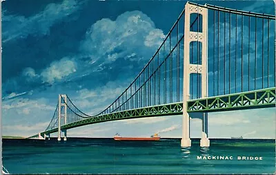 Michigan MI Mackinac Straits Bridge Lower Peninsula Postcard UNPOSTED • $2.04