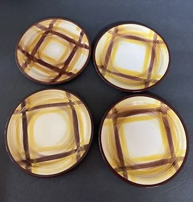 Vernonware 4 Dessert/Cake Plates Plaid Organdie Pattern From Vernon Kilns 1950's • $10.96