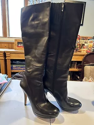 Via Spiga Women's Black Leather Side Zip Knee High Boots Size 9m New. • $120