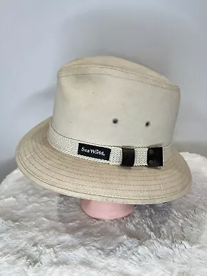 Vintage Sea World Canvas Safari Hat Off White- Size Medium • $33.35