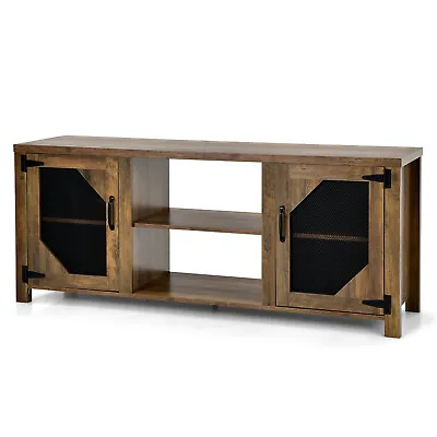 TV Stand Entertainment Media Center For TVs Up To 65  W/Steel Mesh Doors • $119.49