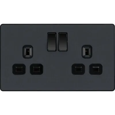 £11.32 • Buy BG Evolve PCDMG22B Matt Grey 2 Gang 13A Switched Socket Outlet-Black Insert