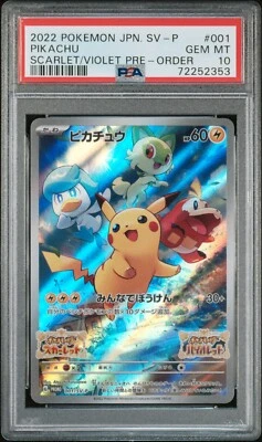 $110 • Buy PSA 10 Gem Mint Pikachu 001/SV-P Scarlet Violet Pre-Order Promo Japanese Pokemon