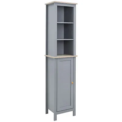 £69.99 • Buy Kleankin Bathroom Floor Tall Cabinet Storage Unit W/ Cupboard Adjustable Shelf