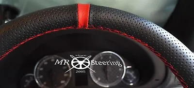 For Bmw 3 Series E36 Black Perforated Leather Steering Wheel Cover + Red Strap • $50.60