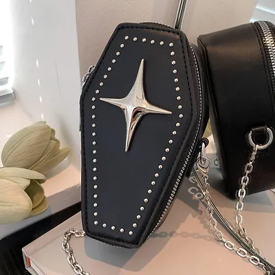 Black Coffin Shaped Mini Handbag / Makeup Bag • £15