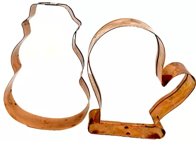 Copper Cookie Cutters Lot Of 2 Snowman/Mitten 5  New (I) • $19.99