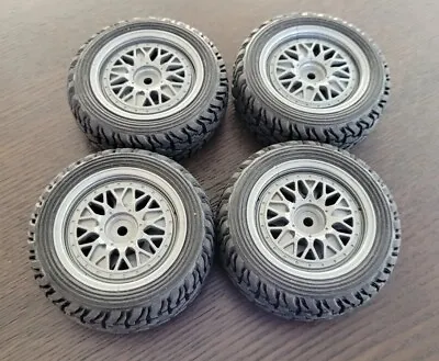  1/10 Tamiya Offroad Wheels Silver CC01 CC02 Chassis 12mm Hex • £15