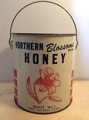 Rare Vintage Northern Blossoms Honey 8lb Tin Can Pail W/ Handle No Lid • $23.91