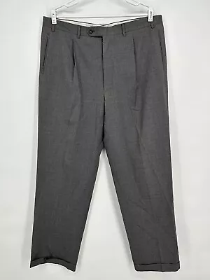 Canali Pants Mens 38x31 Gray Wool Dress Trousers Straight Leg Cuffed • $30