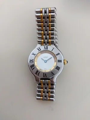 Cartier Must De 21 Quartz Silver Gold Dial Unisex Watch #33 • $995