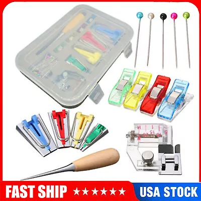 $7.05 • Buy New 60PCS Fabric Bias Binding Tape Maker Kit Binder Foot For Sewing Quilting