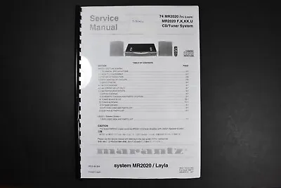 Marantz System MR2020 Layla CD Tuner Service Manual • $19.99