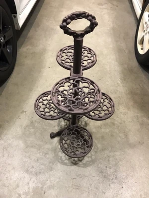 $385 • Buy Vintage Heavy Cast Iron 6 Tiered Plant Stand Ornate Finial Solid Heavy