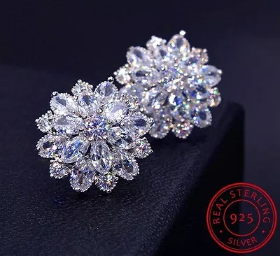 $35 • Buy Stunning .925 Sterling Silver Snowflake Stud Earrings 