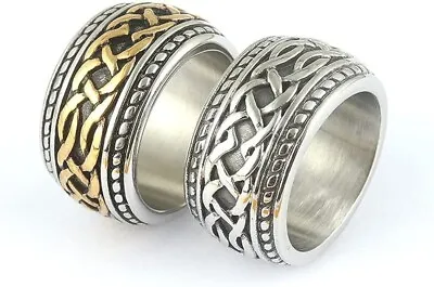 Men's Irish Celtic Love Infinity Knot Ring Women Band Stainless Steel Size 8-15 • $12.99