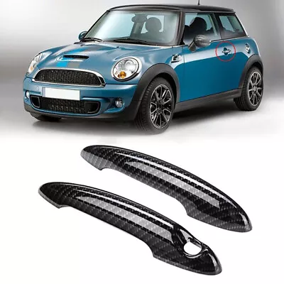 2x Carbon Fiber Look Door Handle Cover Trim For Mini Cooper S R53 MK I 2001-2006 • $14.52