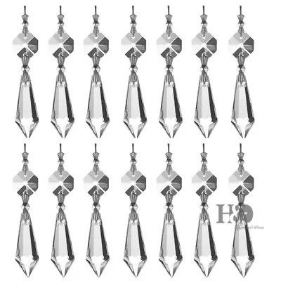 $9.39 • Buy 20 Clear Crystal Chandelier Lamp Icicle Prisms Parts Hanging Drops Pendants 38mm