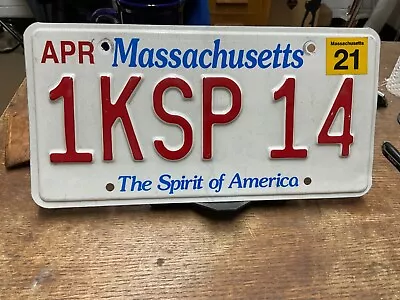 License Plate Tag Vintage Massachusetts 1KSP 14 2021 “Spirit Of America” Rustic • $9.25