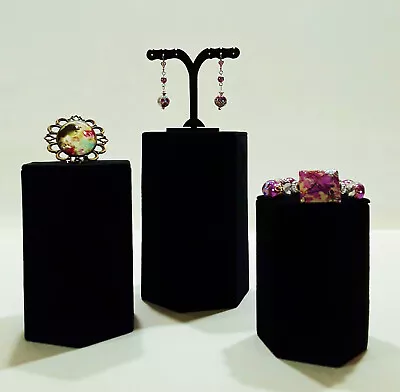 S/9 Black Velvet Jewelry Display Stands Retail Jewelry Display Pedestals  • $21.95
