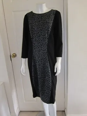 Libra Womens Black/grey Animal Print Polyester Pencil Dress Size 14 Rrp £175 • £45
