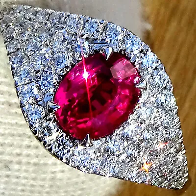 £1799.07 • Buy Ruby And Diamond Ring 14k W Gold Vtg 1.66Ct