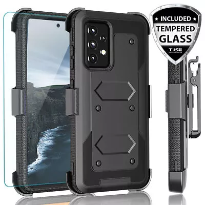 For Samsung Galaxy A53 A54 5G Armor Rugged Case Belt Clip Holster+Tempered Glass • $9.99