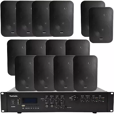 Bluetooth Stereo Sound System Black 200W Wall Speaker Channel HiFi Mixer Amp • £369.99