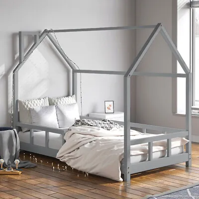 Treehouse Single Bed Frame Kids Sleeper Wood Bedstead House Low Child Canopy Bed • £122.95