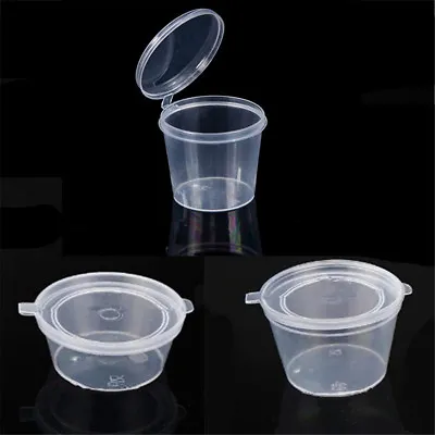 Round Food Containers Plastic Clear Storage Tubs With Deli Pots Sauce Disposable • £3.71
