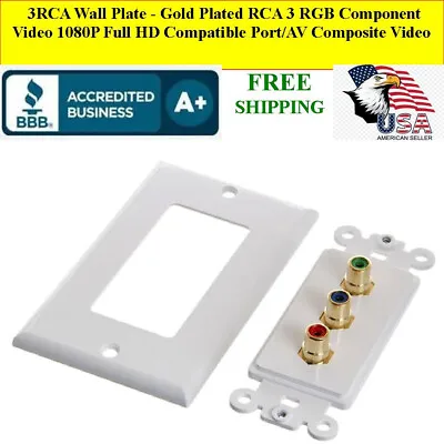 3RCA Wall Plate - Gold Plated RCA 3 RGB Component Video 1080P Full HD Compatible • $10.95