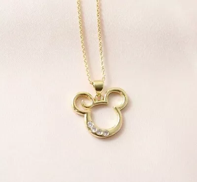 Mickey Mouse Pendant 14K Yellow Gold Plated Round Cut Simulated Diamond No Chain • $145.99