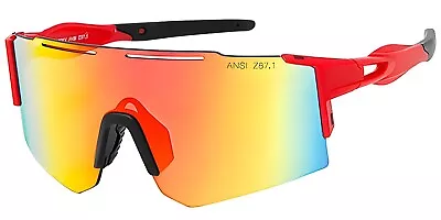 Oversized Blade Sports Shield Baseball Safety Glasses Sunglasses Mirror 6TRV • $10.95