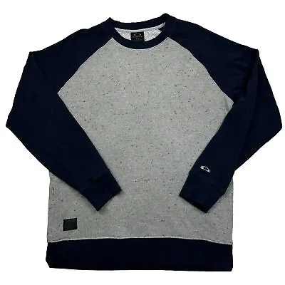 Oakley Crew Neck Sweater Sweatshirt Mens L Gray Navy Regular Fit Pullover Casual • $21.95
