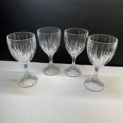 Vtg Set Of 4 Mikasa Park Lane Wine Water Goblet Glasses 6 3/4” Tall Stem Crystal • $42