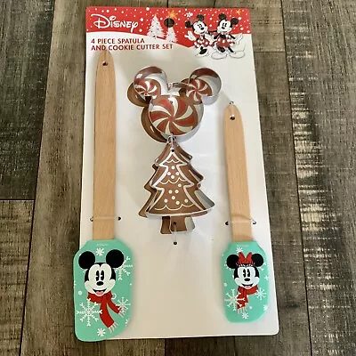 Disney Mickey Minnie Mouse Holiday Christmas Spatula Cookie Cutter 4-Piece Set • £13.18