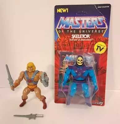 Masters Of The Universe LOT OF 2 SKELETOR HE-MAN Super 7 Vintage Style  • $49.99