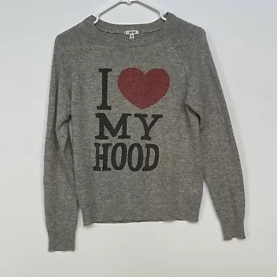 I Love H81 Women Gray Pullover Wool Blend Sweater Size M Graphic Printed • $24.50