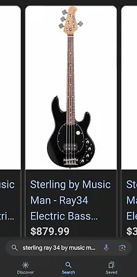 Sterling By Music Man RAY34BKR2 StingRay 4-String Bass Guitar - Black - Used • $722