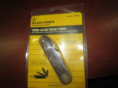 NOS Klein Tools Three-Blade Pocket Knife Cat. No. 1550-9 • $15