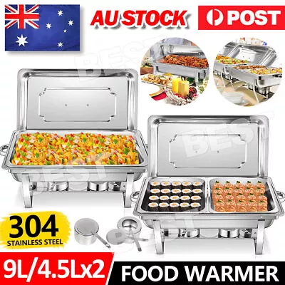 9/4.5L*2 304 Stainless Steel Food Warmer Buffet Food Pan Chafing Dish Bain Marie • $33.85