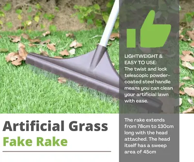 Artificial Grass Rake 45cm Wide Brush For Fake Lawn Astro Turf Garden • £16.99